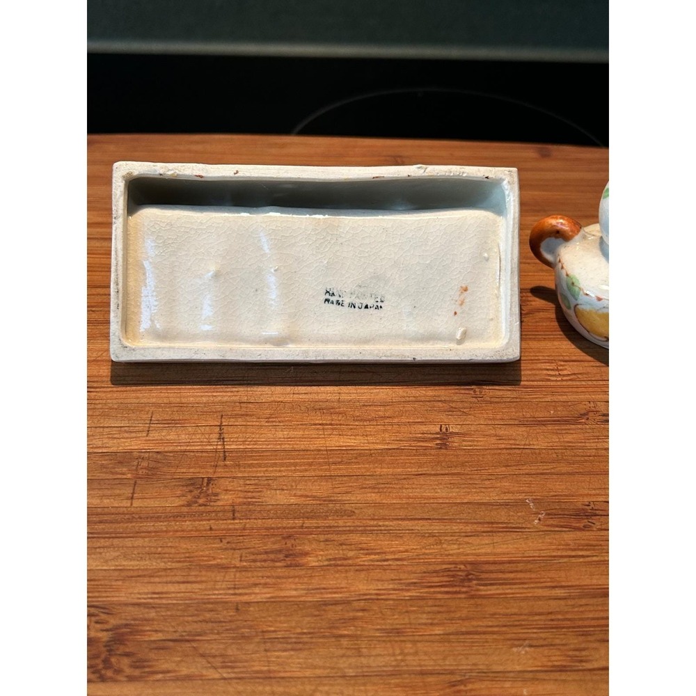 Vintage Ceramic Salt and Pepper Shakers with Wall Mount Shelf Fruit Hand Painted - Picture 10 of 14